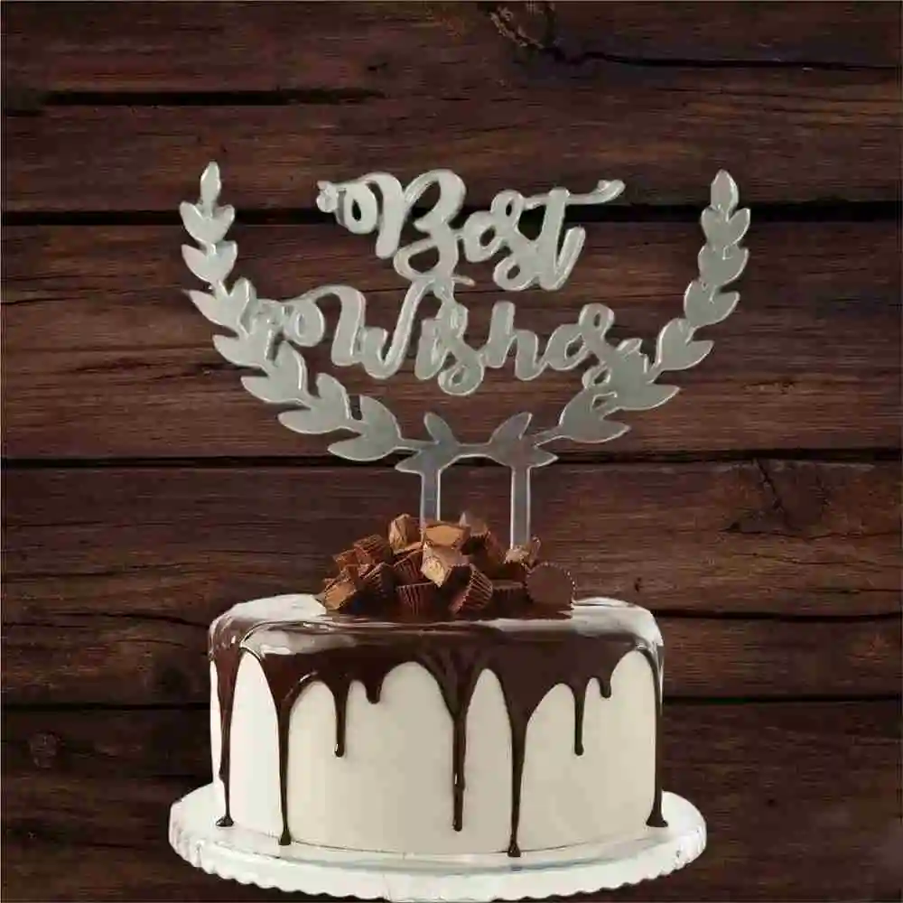 Best Wishes Cake Topper-Silver